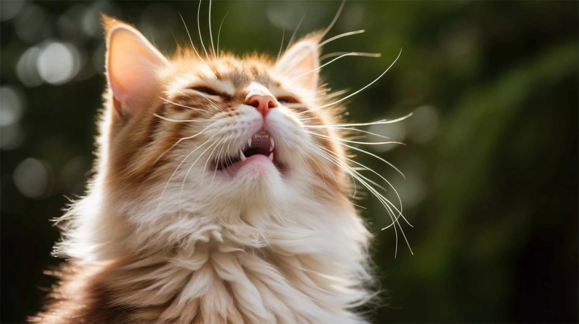 a cat sniffing the air with open mouth, using her jacobson's (vomeronasal) organ