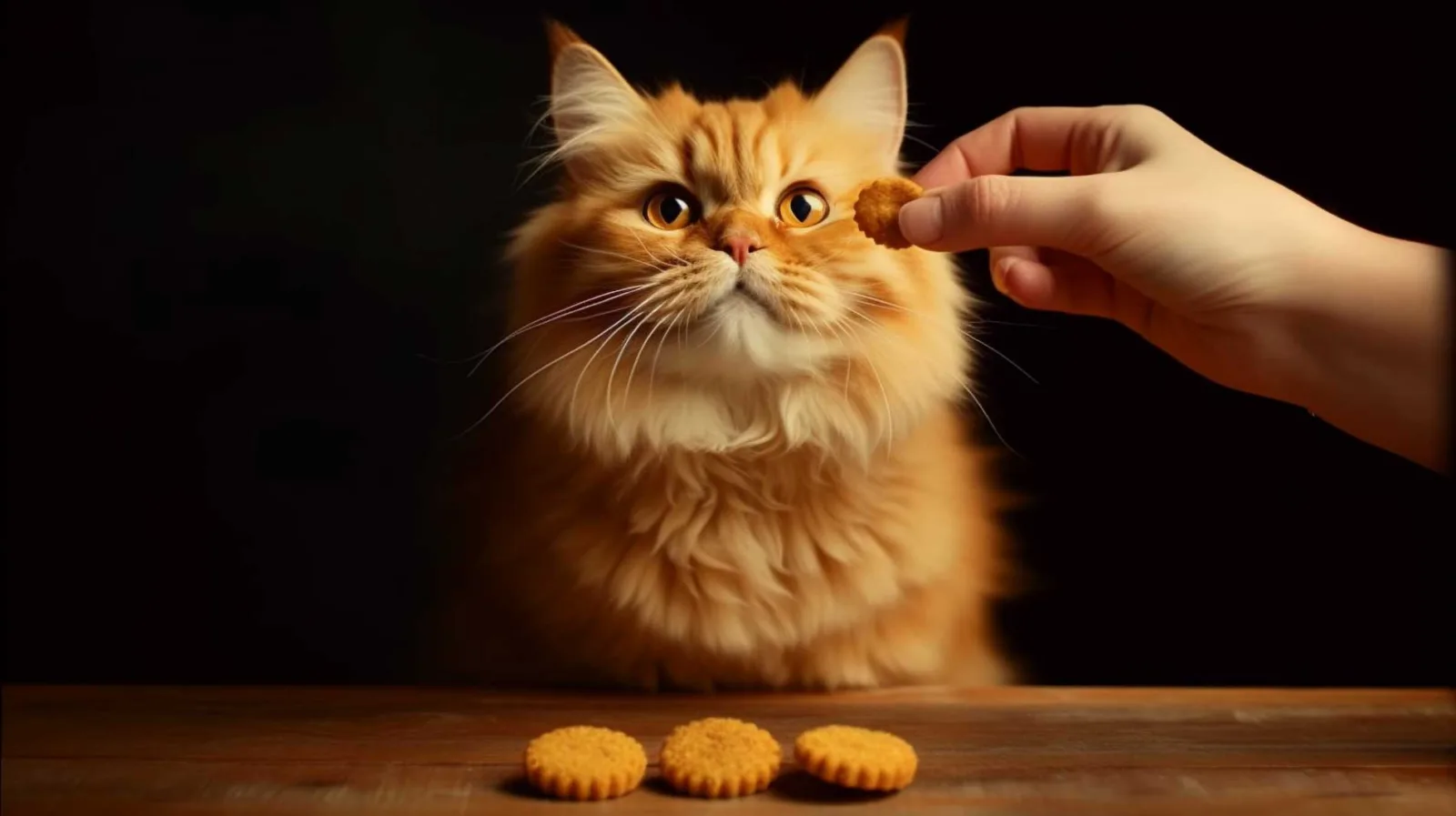Rewarding a cat with treats