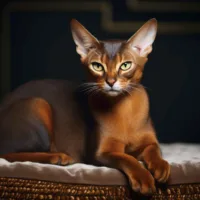 Abyssinian cat in elegant pose with shiny fur