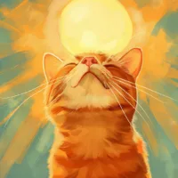 illustration of a cat in front of the sun