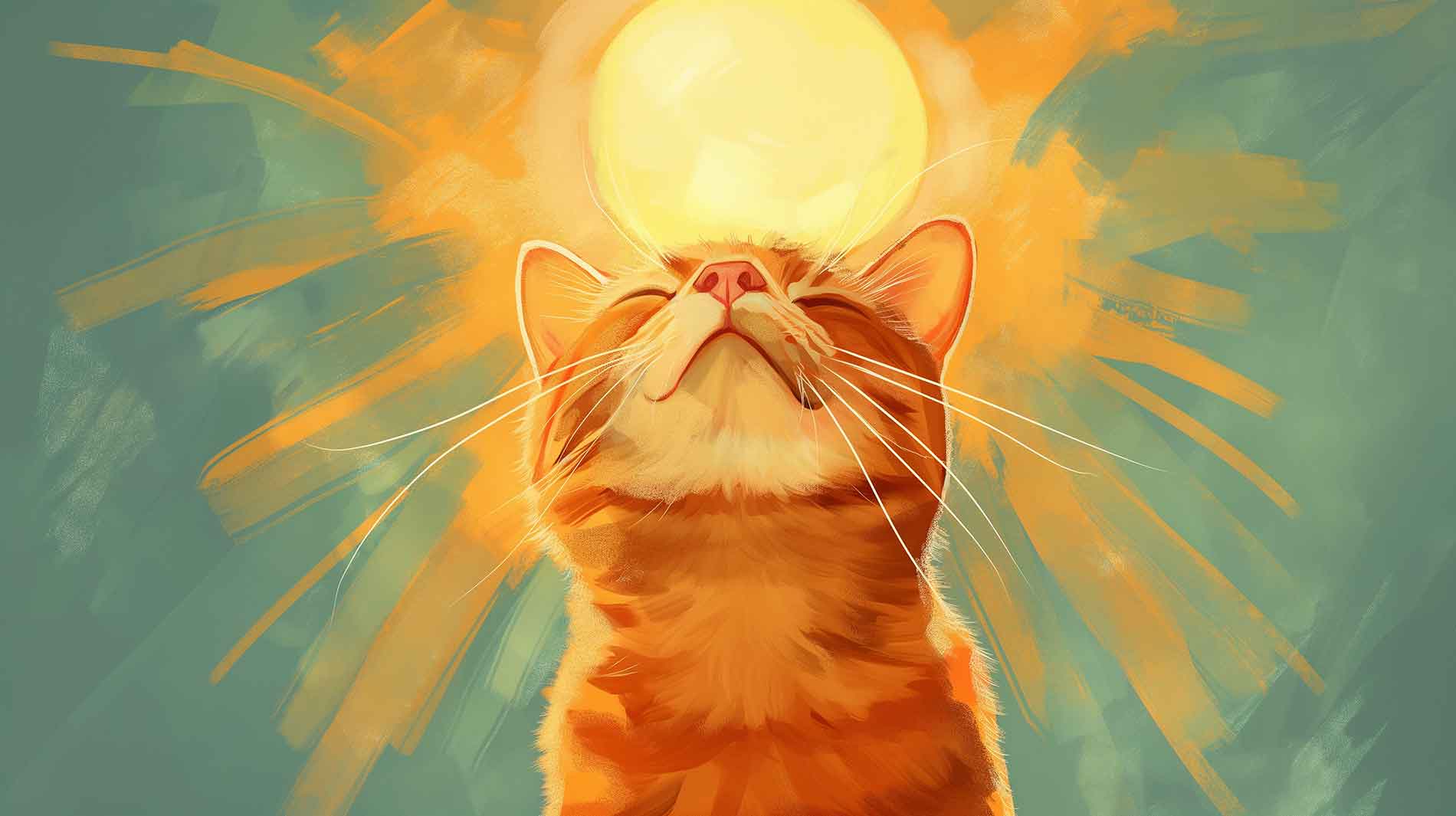 illustration of a cat in front of the sun