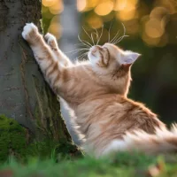 the anatomie of cat paws – a cat scratching a tree